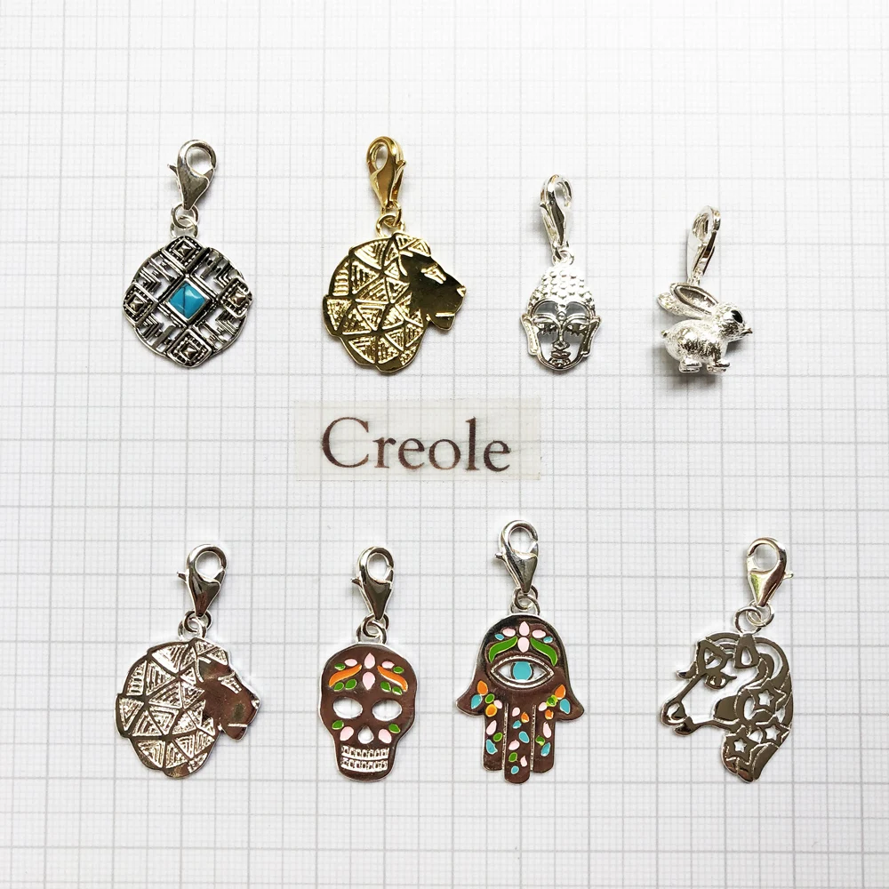 Rabbit Hand of Fatima Skull Ornament Buddha Lion Unicorn Charm Pendant,2019 Cute New Summer Jewelry 925 Sterling Silver Gift