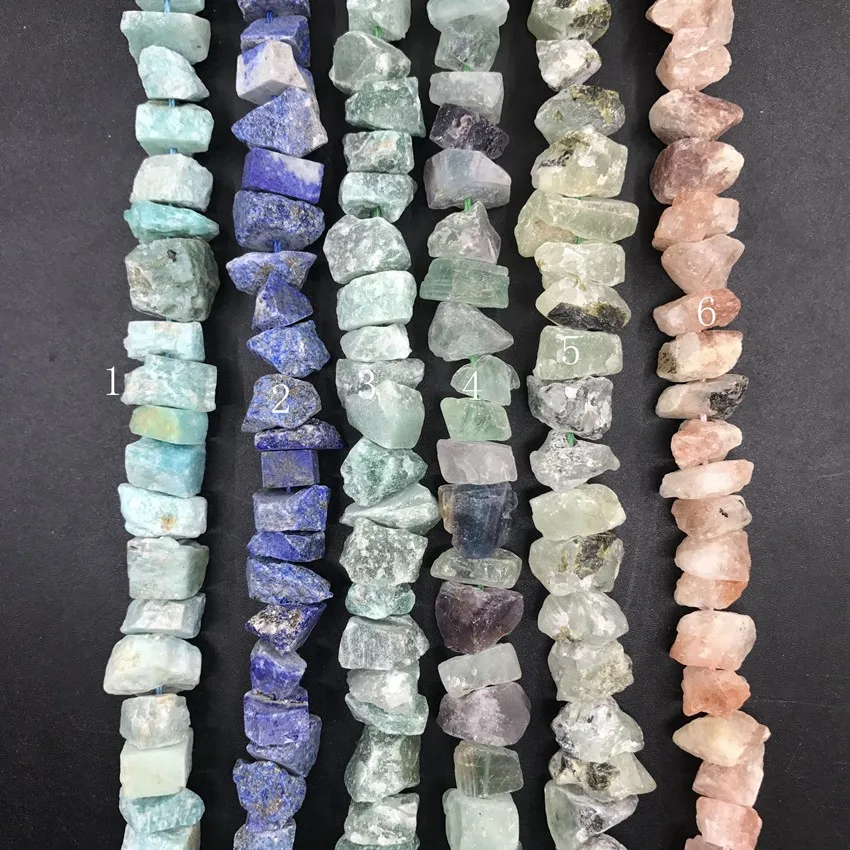 6 Stone Choice,Raw Nugget Chips Beads,42-52pcs/strand Irregular Rough Amazonite Lapis Aventurine Fluorite Quartz Pendant Jewelry