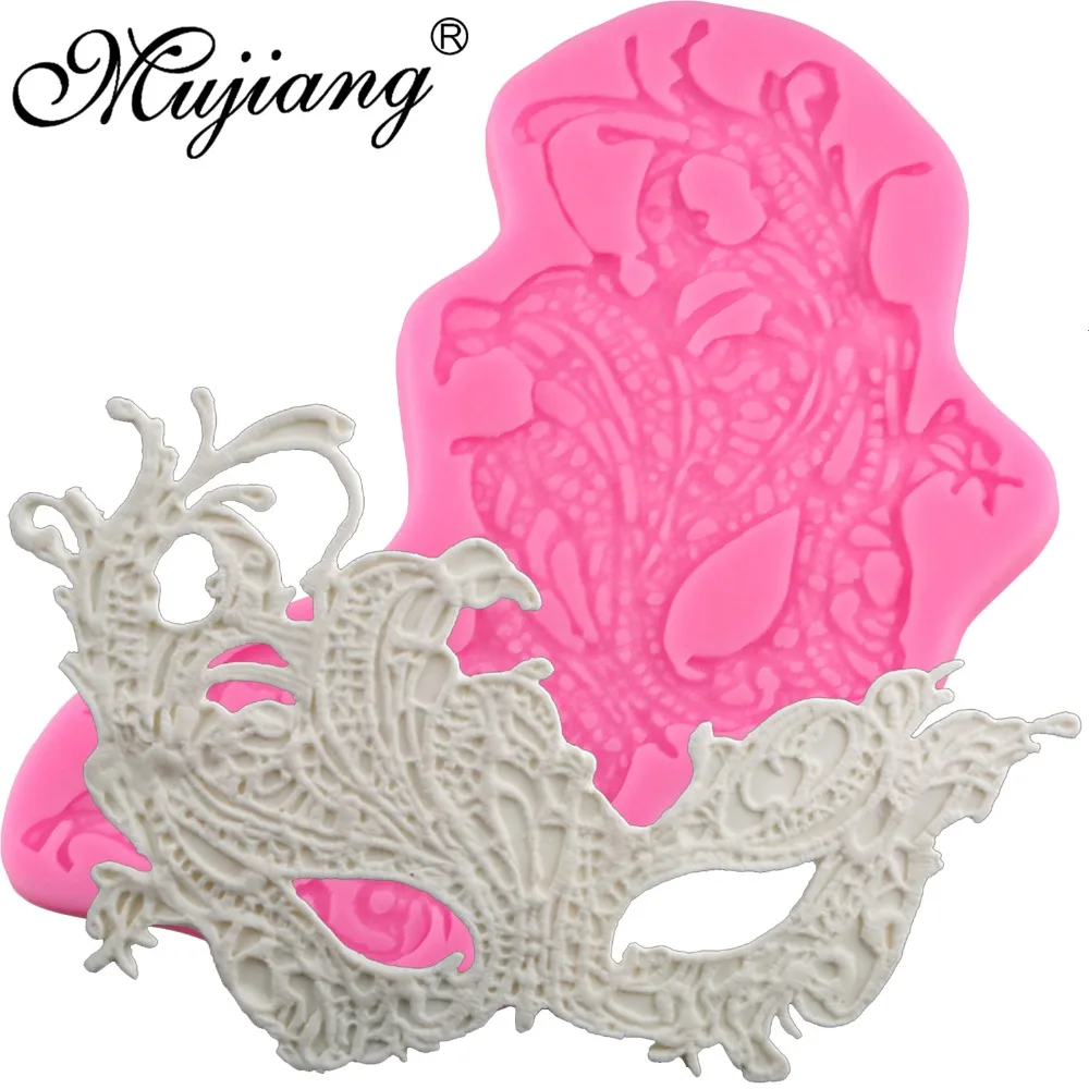 Mujiang DIY Party Dance Mask Silicone Molds Dry Pace Fondant Cake Decorating Tool Sugar Paste Candy Chocolate Polymer Clay Mould