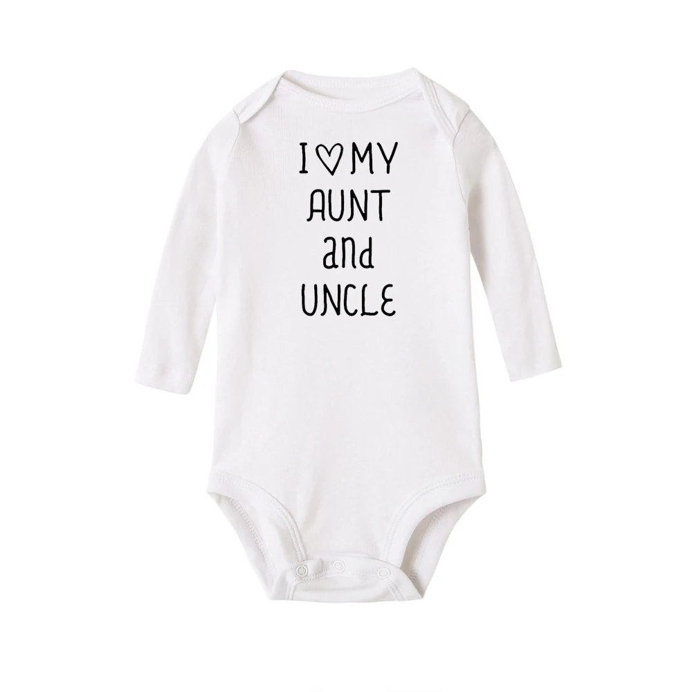 I Love My Aunt and Uncle Newborn Baby Clothing Autumn Body Baby Bodysuits White Kids Jumpsuits Baby Boy Girl Cloth