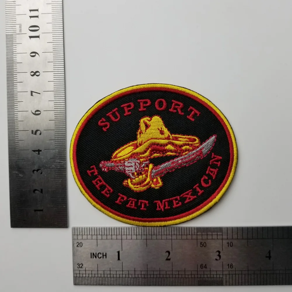 Bandidos Support The Fat Mexican Embroidered Iron On Patch For Jacket Cloth With Cap Bag Appliqued