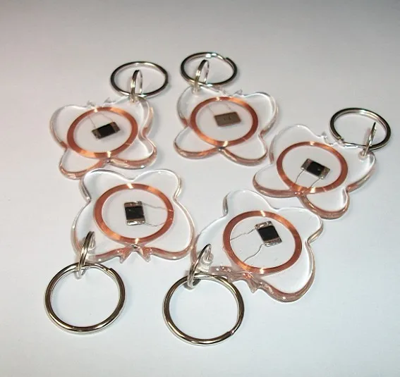 125KHZ EM4100/TK4100 ID Transparent Trops of Glue Card RFID Key Tag Read Only Key Ring In Access Control Card