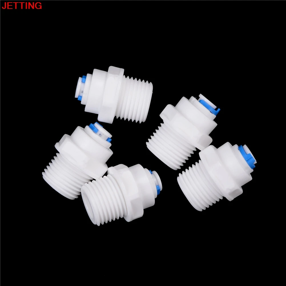 

5Pcs Water Purifies 1/4 inch OD Hose -1/2"BSP Male Thread Straight Plastic Quick Connector Pipe Fitting For RO Water System