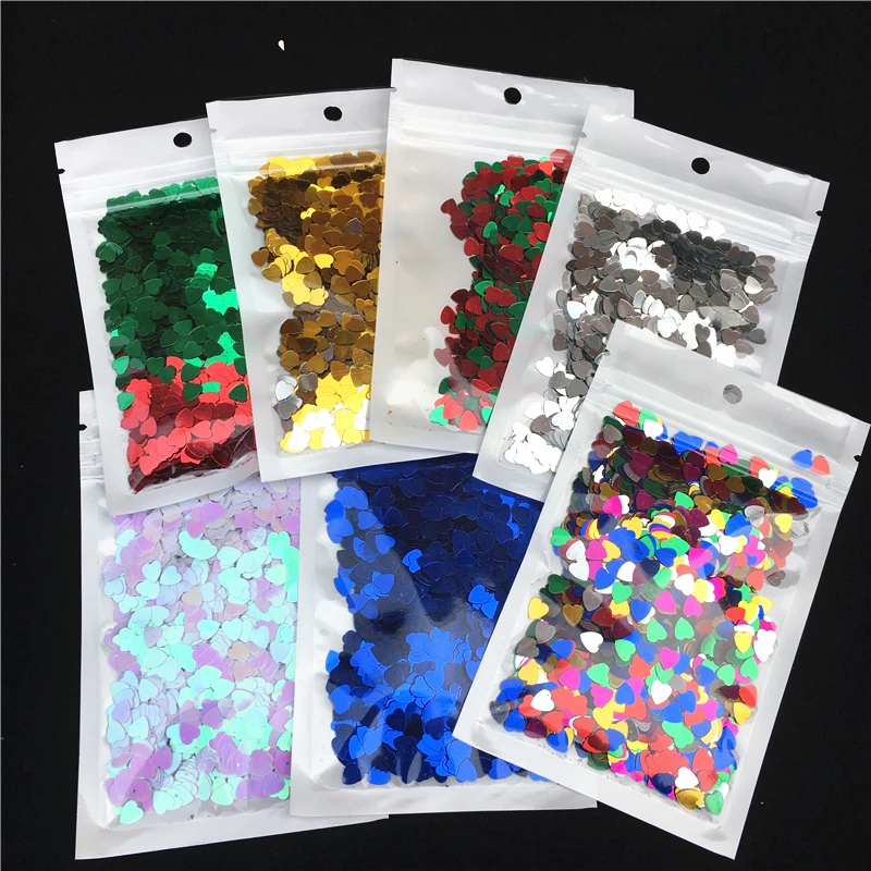10g/Bag 6mm Love Heart Shape Sequins Paillettes for Nail Art manicure,Wedding Decoration Confetti,Kids Slime Diy Accessories