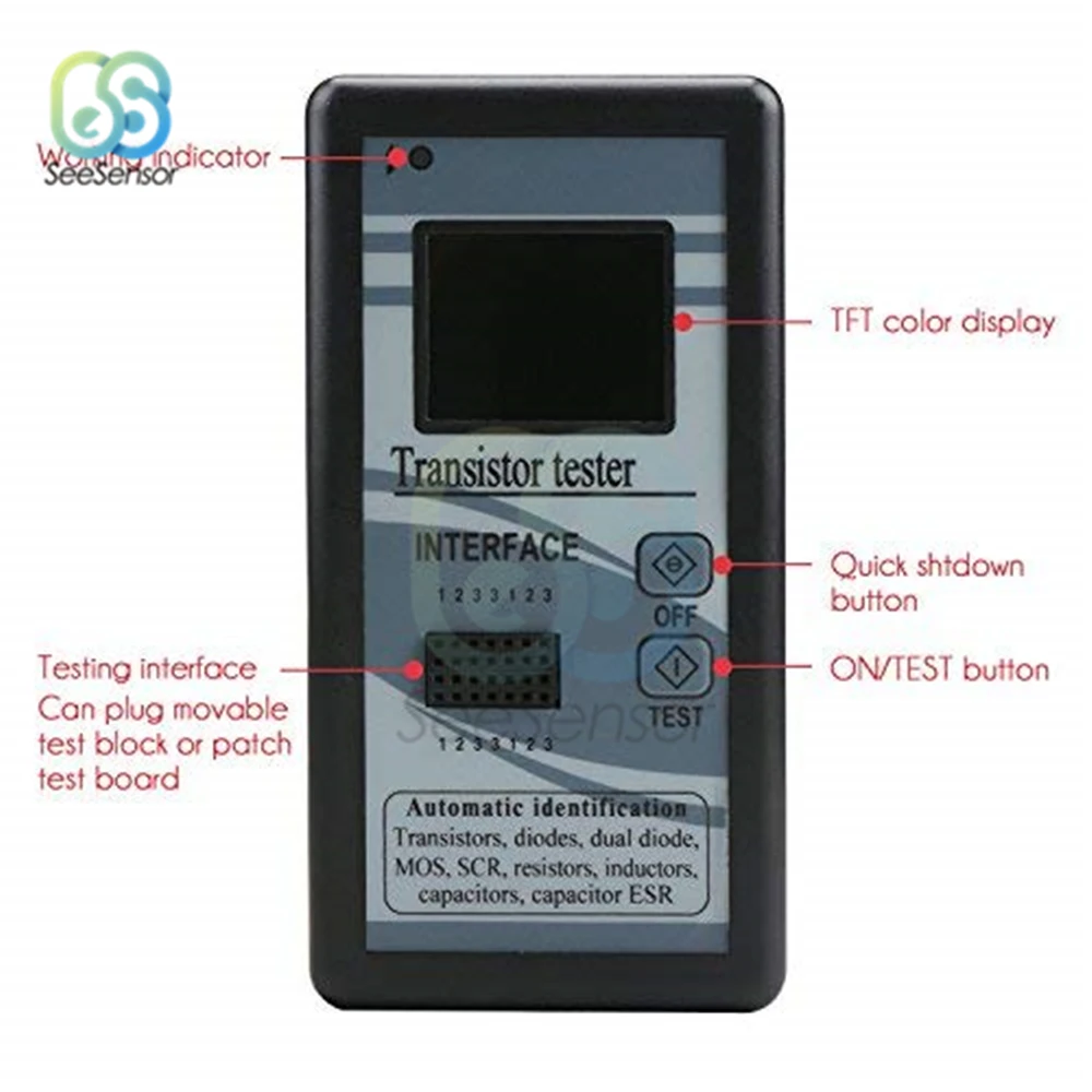Imagem -04 - Multi-purpose Transistor Tester 128x160 Diodo Tiristor Capacitância Resistor Indutância Mosfet Esr Lcr Medidor