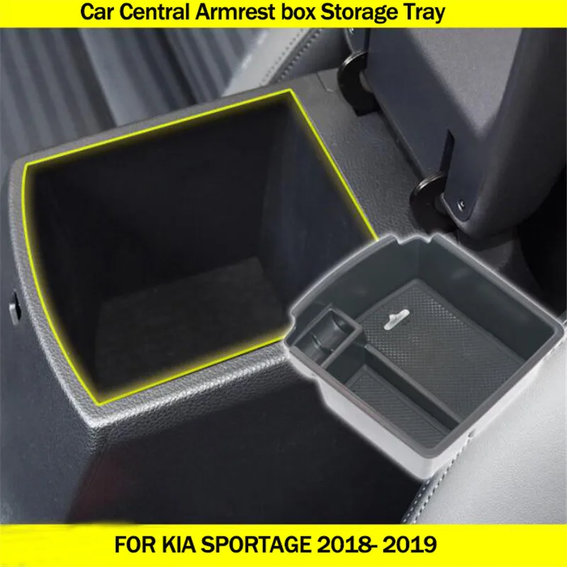 1 Piece ABS Black Car Glove Box Armrest Storage Box For Kia Sportage KX5 QL AT LHD 2016 2017 2018 ( For Electronic Hand Brake )