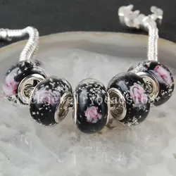 Abalorio de cristal de MURANO, joyería de moda, 5 piezas, compatible con pulsera europea, C3378