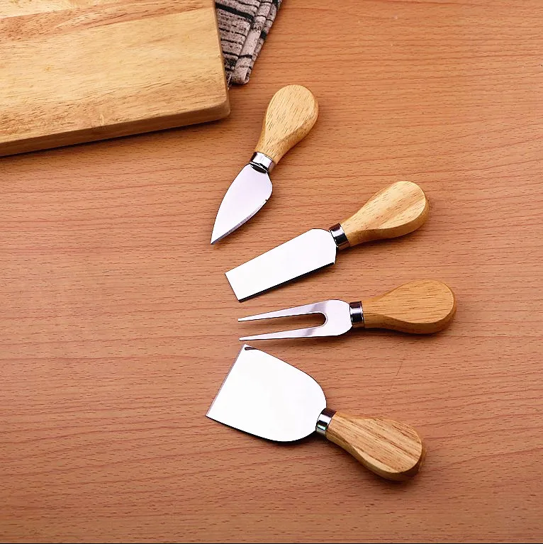 Free shipping 30 sets 1 Set 4pcs Knives Bard Set Oak Handle Cheese Knife Kit Kitchen Cooking Tools Useful Accessories lin4268