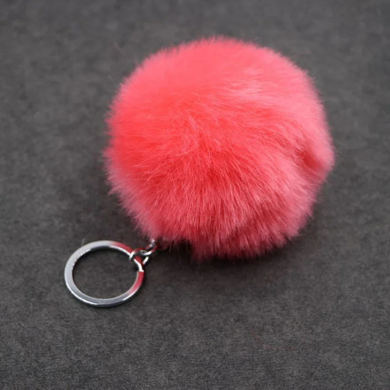 Fluffy Rabbit Fur Ball Pompom Keychain Women Cute Girls Pompon Balls Key Chain On Bag Key Ring On Bag Trinket Jewelry Party Gift