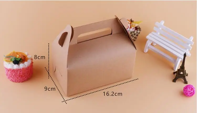 50pcs 16.2*9*8cm White/Kraft Paper Mousse portable Box gift packaging boxes Cookie Candy cake gift boxes Event Party Supplies