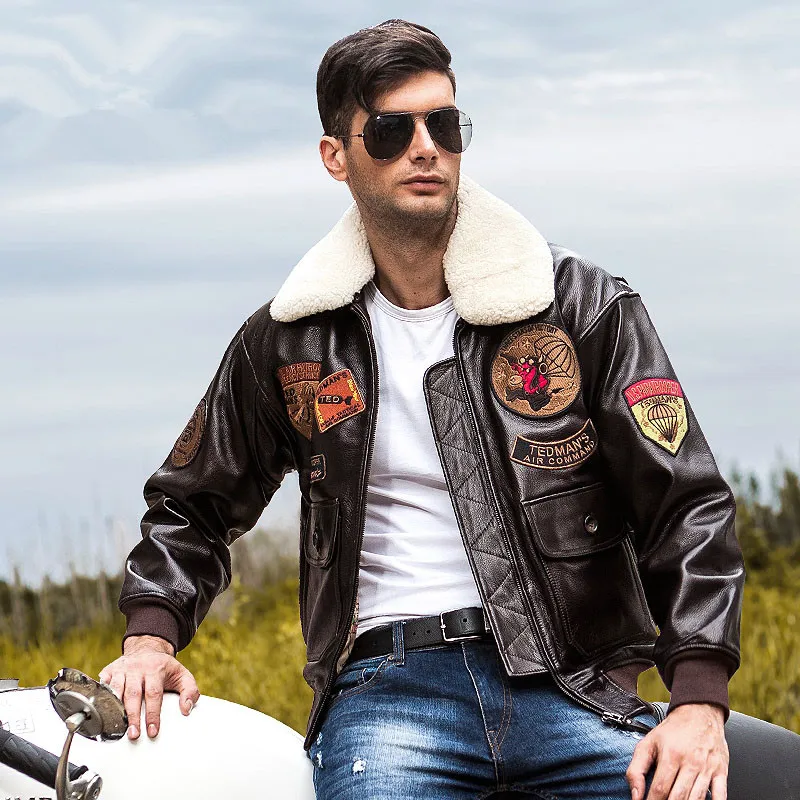 2023 USAF Genuine G1 Leather Pilot Jacket Wool Collar Thick Cowhide Winter Russian Aviator Leather Coat Customized Plus Size XXL