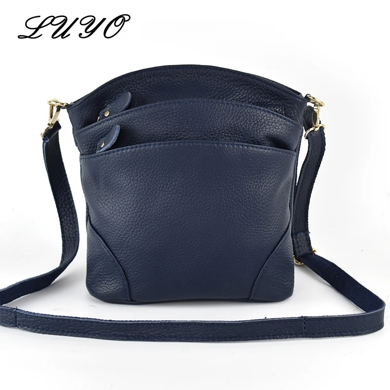 LUYO First Layer High Quality Genuine Cow Leather Shoulder Bags Flap Women Mummy Casual Messenger Bag Handbag Female Crossbody