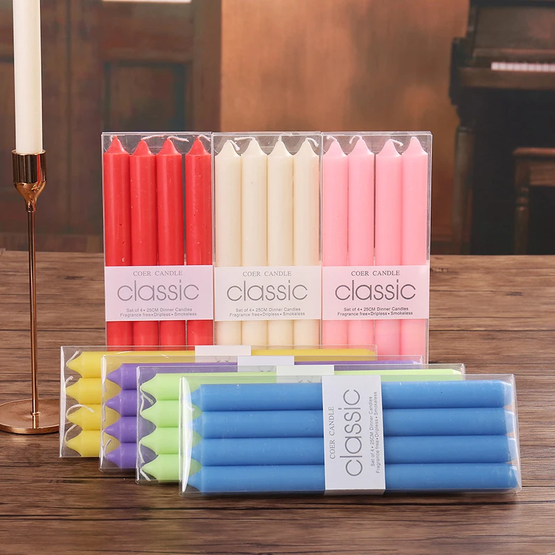 European Classic Candlelight Dinner Long candle handmade candle for wedding home decoration Romantic Wedding Rod Wax