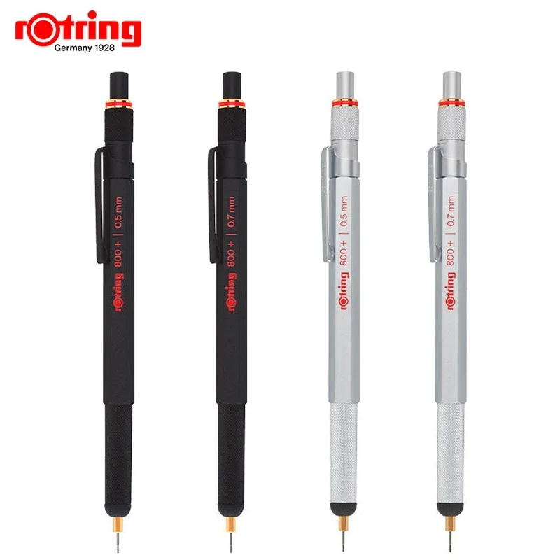 Rotring 800+ mechanical pencil  0.7/0.5mm metal silver/black multi-function pen design Drawing Stylus Capacitor pencil  1 piece