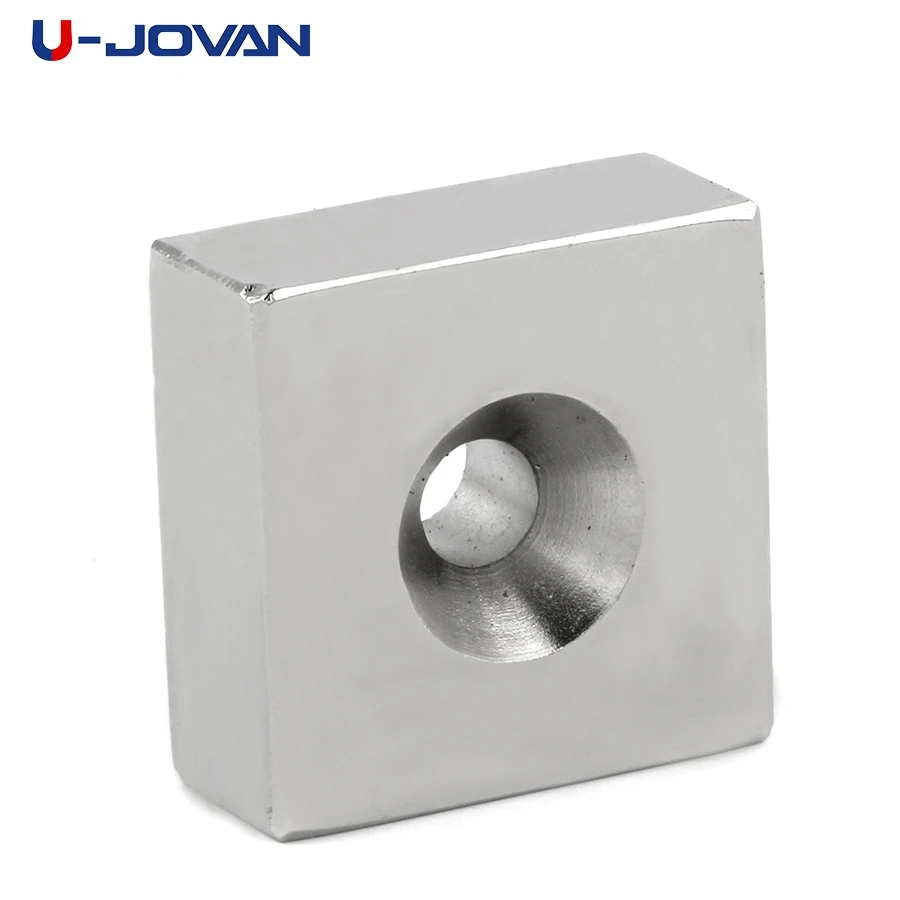 

U-JOVAN 1pcs 40 x 40 x 20 mm with Hole 8mm Super Strong Rare Earth Neodymium Magnets 40x40x20mm Block Permanent Magnet