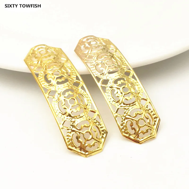 50 Pieces 14x46mm Antique bronze/Gold Metal Filigree Flower Slice Charms base Setting Jewelry DIY Components Making