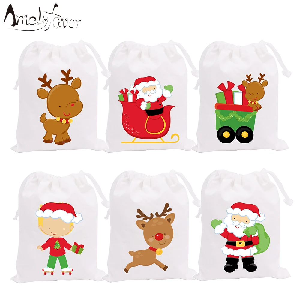 Christmas Theme Party Favor Bags Series 4 Santa Claus Reindeer Boy Candy Bags Gift Bags Christmas Party Container Supplies