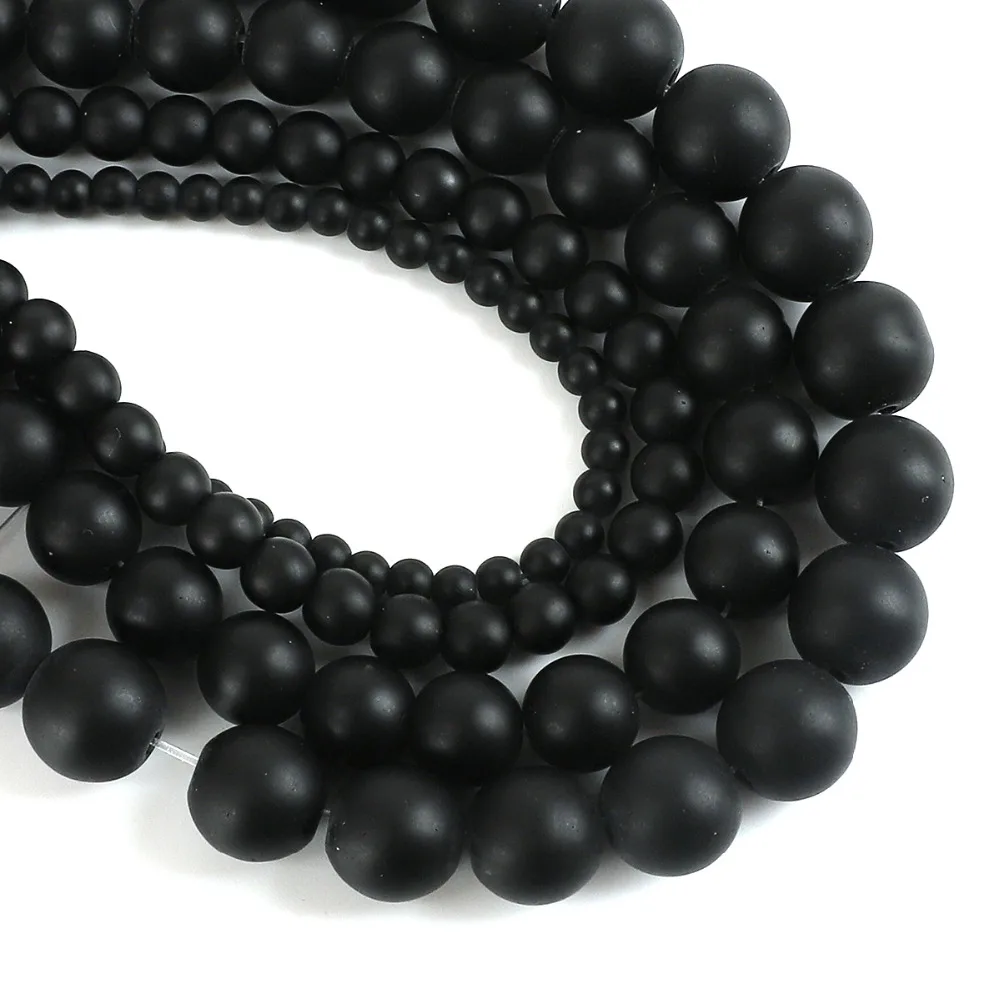 Good Quality Black Frost Dull Polish Matte Onyx Agated Round natural Stone Beads 16