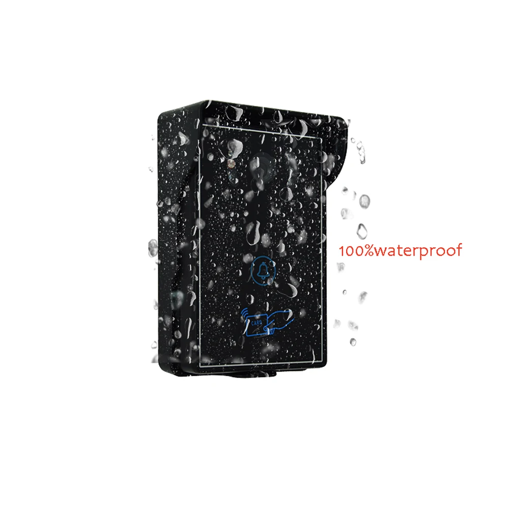 1Set Wire Door Bell For Visitor 7" LCD Screen Video Door Phone Intercom System Waterproof Outdoor Unit RFID Unlock