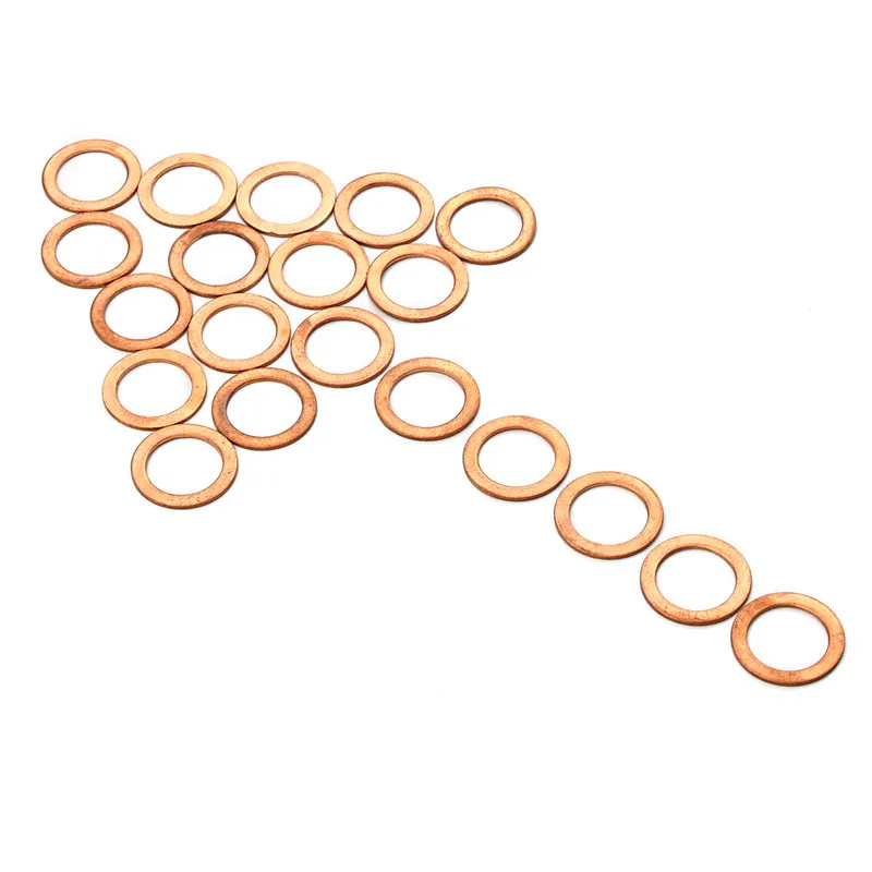 20PCS/Pack 14x20x1mm Solid Copper Washer Flat Ring Gasket Sump Plug Oil Seal Fittings  Washers Fastener Hardware Accessories