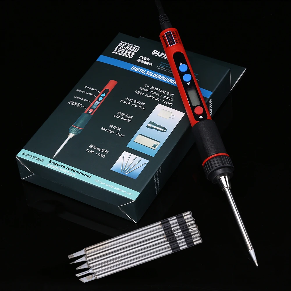 LCD Digital Adjustable Temperature USB Soldering Iron 5V 10W Portable Lead-Free BAG Welding Rework Tools