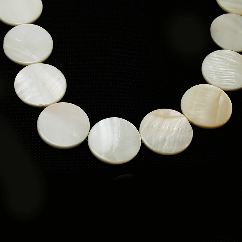 

30mm White Round Flat shape Natural Freshwater Shell Beads MOP Beads Fit Bracelets Necklaces Jewelry DIY Craft For Female Gift