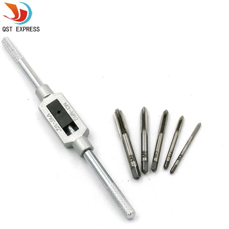 Juego de grifos de enchufe métrico de rosca de tornillo de mano 3F, M3, M4, M5, M6, M8 con llave de grifo ajustable, 1/16-1/2 ", nuevo, 6 piezas