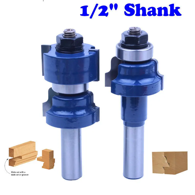 

2 Bit Window Sash/ Glass Door Router Bit Set - 1/2" Shank Door Knife Woodworking Cutter Tenon Cutter For Woodworking Tools