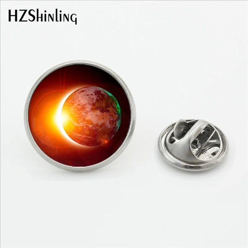 2017 Newest Solar Eclipse Collar Pin Space Galaxy Eclipse Butterfly Stainless Steel Lapel Pins Glass Jewelry