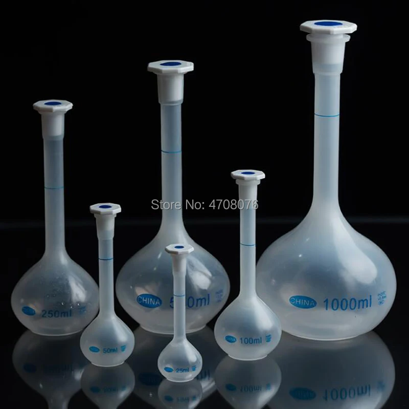 PP graduated volumetric flask with stopper Plastic lab measuring flask Graduated bottle for chemical test