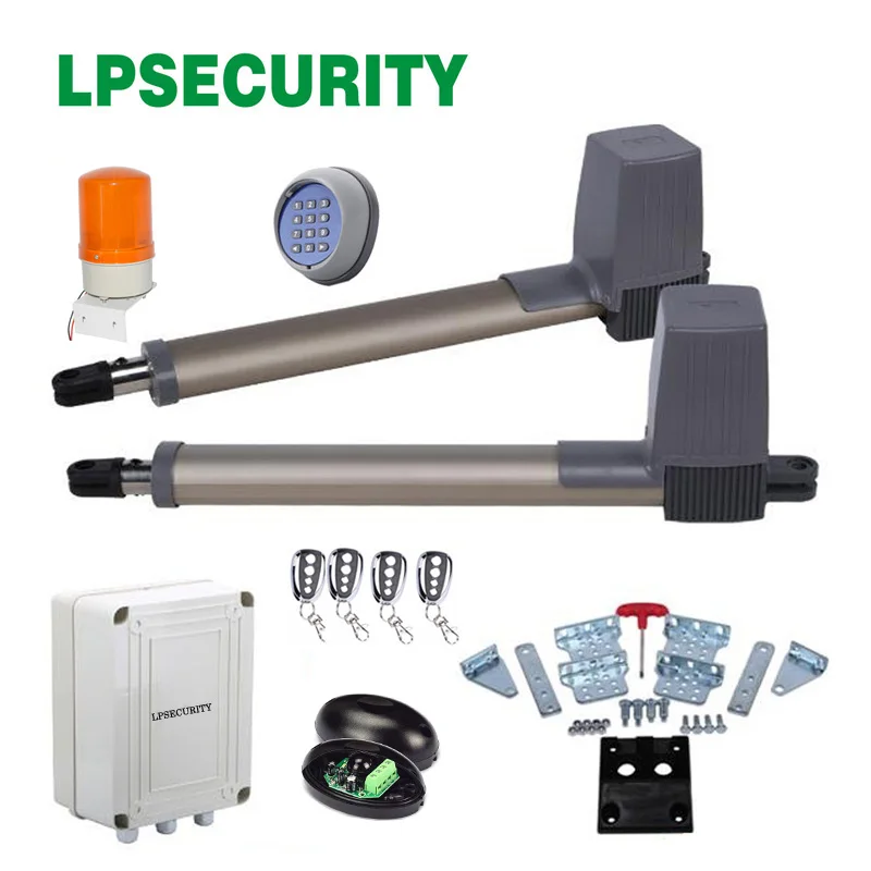 LPSECURITY 4 remote controls Swing Gate Opener Electrical gate motors for swing gate linear actuator with optional parts