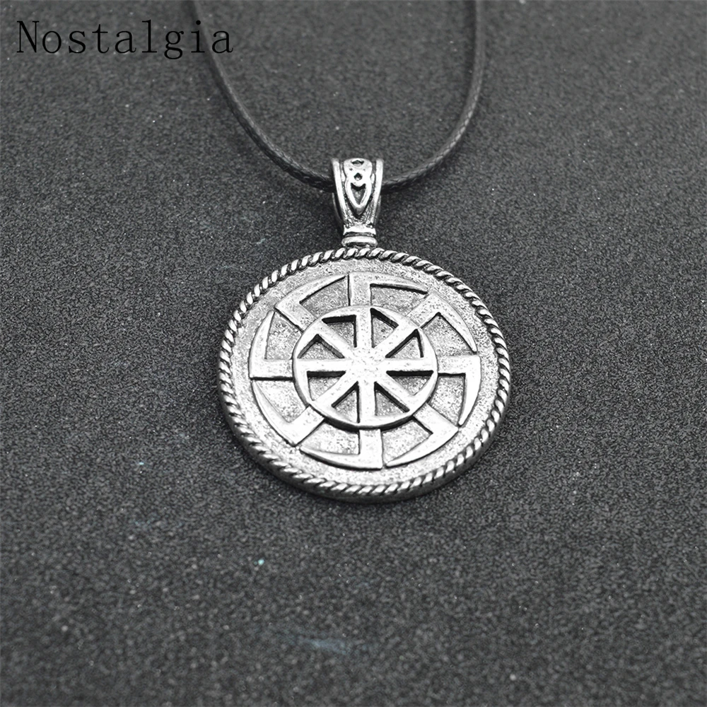Slavic Antique Silver Color Kolovrat Pendant Necklace Slavic Amulet Sun NEW Wheel Kolovrat Pendant For Men Fashion Charm Jewelry