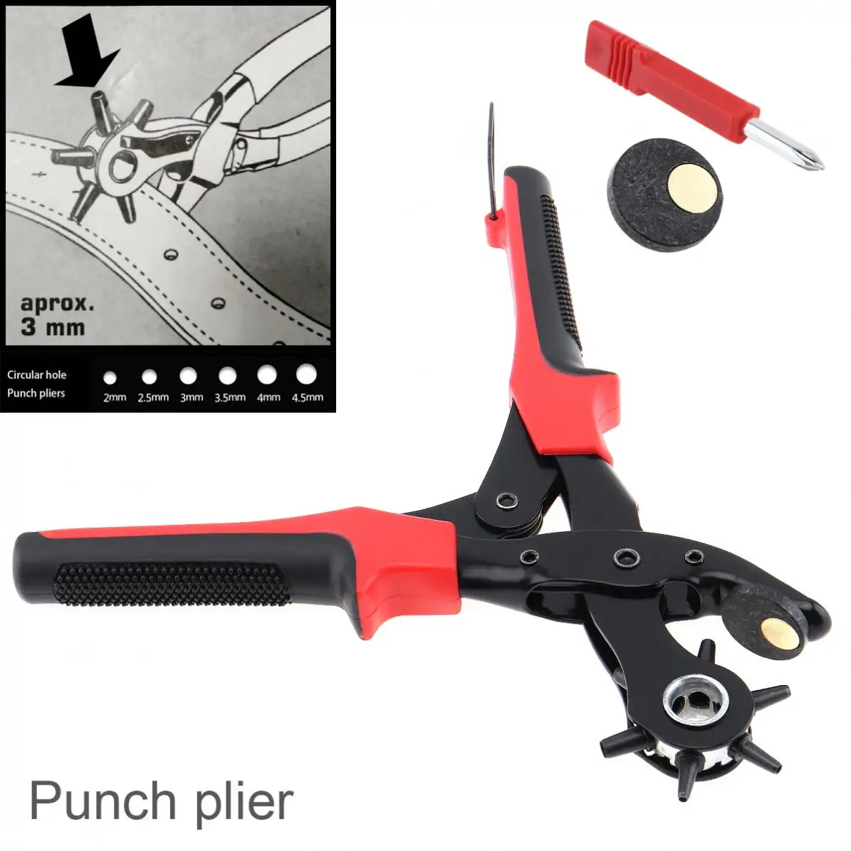 Full Round Hole Puncher with Hole Sewing Machine Bag Punching Rotating Strap Home Belt Leather