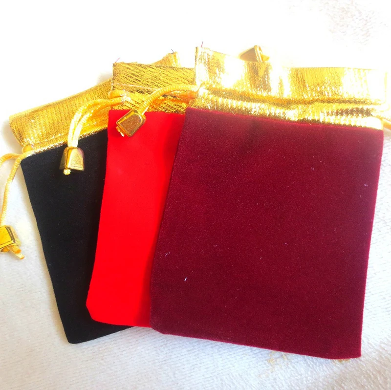 

9*12cm 50pcs Phnom Penh Wine Red Jewelry Velvet Bags For Packing Gifts Handmade Women Jewellery Pouches Flannel Bag Drawstring