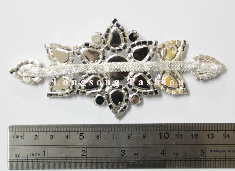 Free Shipping Hotsale 6pcs/lot 5.6'' Rhinestone Applique for Wedding Gown Bridal Sash  Evening Wear Rhinestone Patch LSAP0915-1