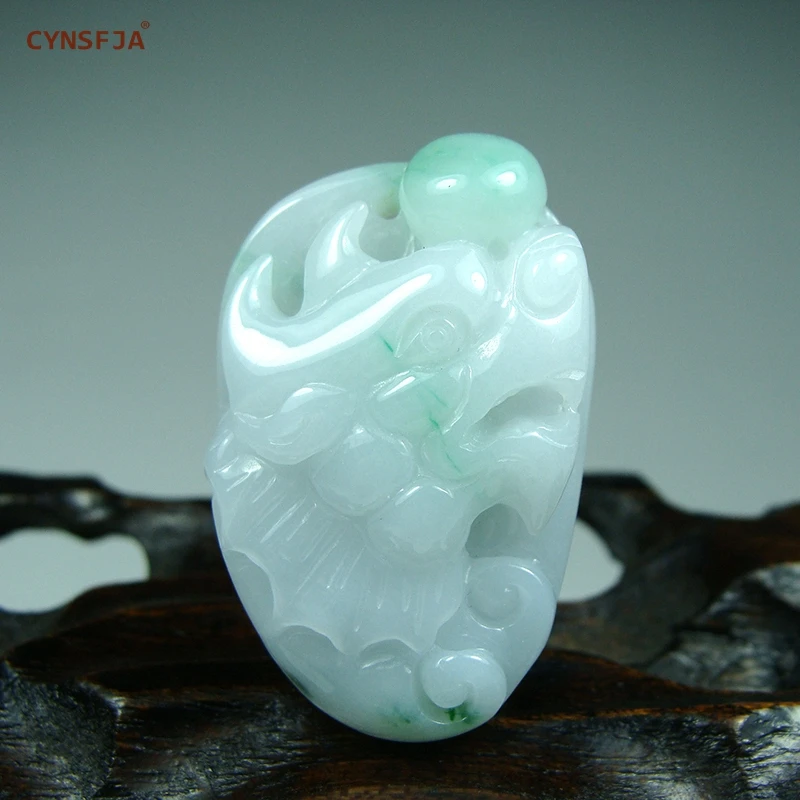 CYNSFJA Real Rare Certified Natural Grade A Burmese Jadeite Amulet Chinese Dragon Jade Pendant High Quality HandCarved Best Gift