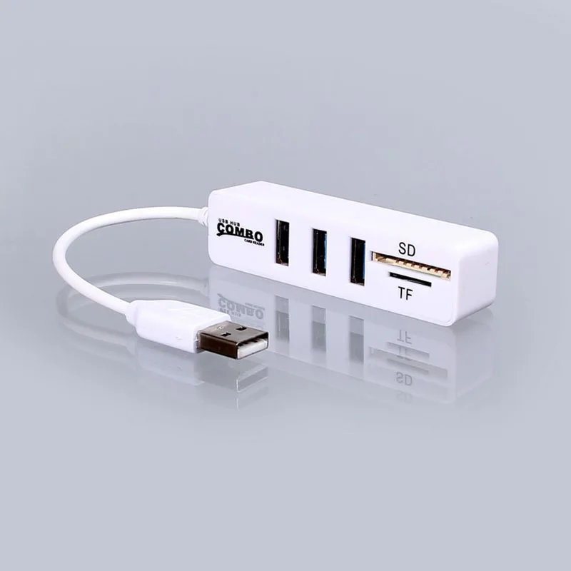 Newest Combo 3 USB2.0 Hubs MicroSD SD TF USB2.0 MicroUSB Universal Memory Card Reader Design for  PC Laptop Notbook Macbook