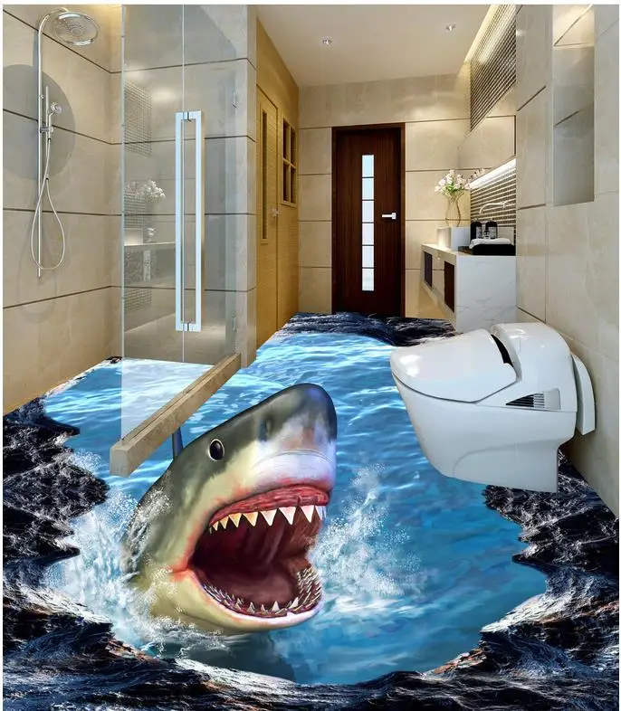 

Bathroom 3d wallpaper floor 3D wall murals wallpaper floor Floor wallpaper 3d for bathrooms dolphin Home Decoration