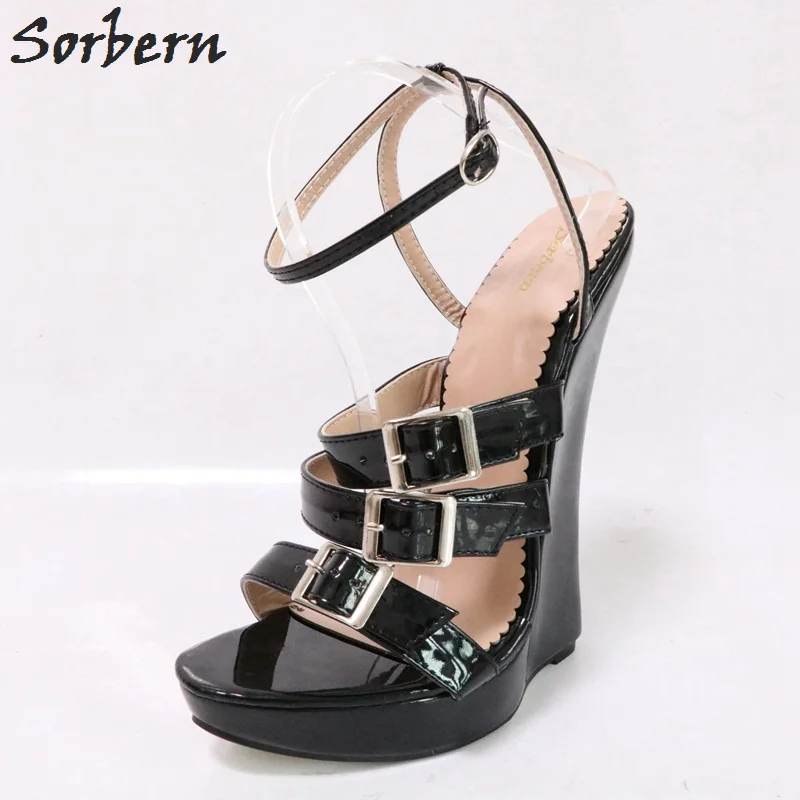 

Sorbern Shiny Cross Strap Women Sandals Wedges Shoes For Women High Heel Summer Shoes Ladies Sandalias Mujer 2018 Custom Colors