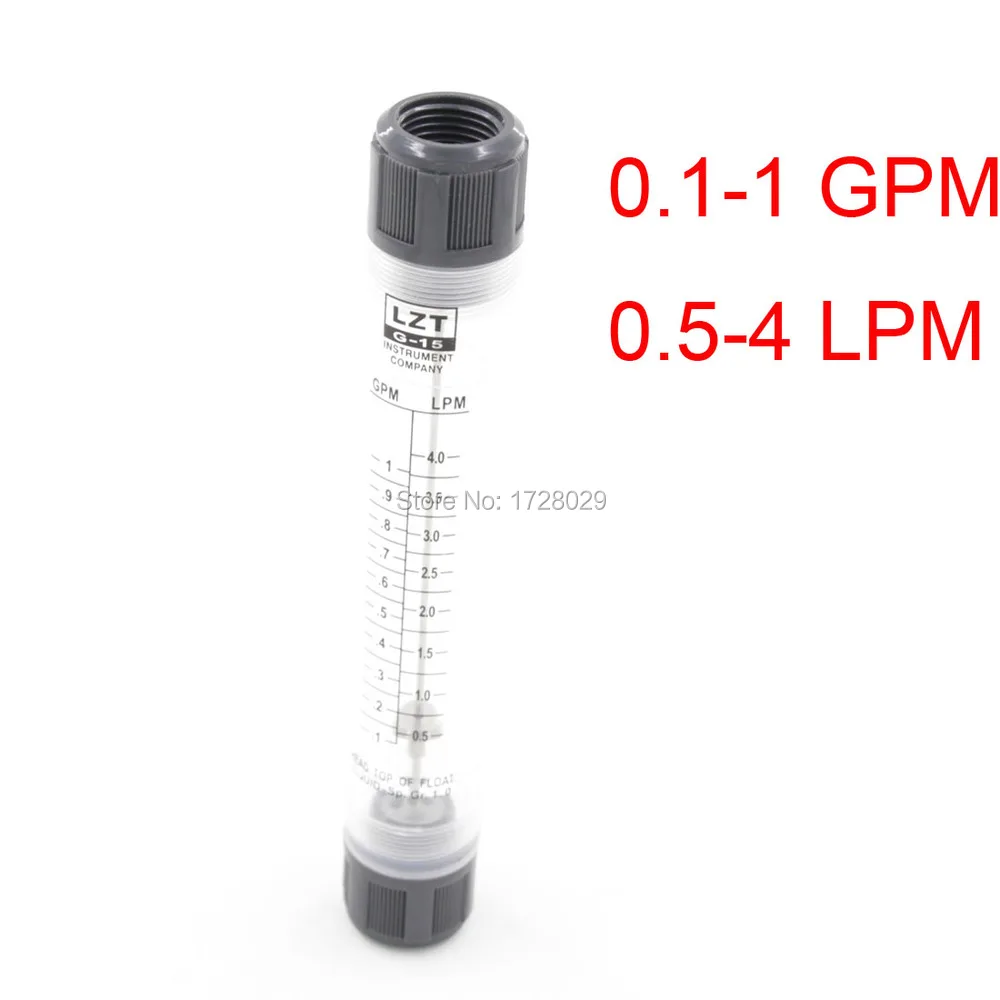 LZM-15G 0.1-1GPM 0.5-4LPM Liquid Flow Meter Tube Type Rotameter Water Flowmeter