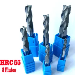 4mm 6mm 8mm 10mm 12mm HRC55 3 flutes Roughing End Mills Milling cutters CNC rough Tools Carbide router bits milling bits