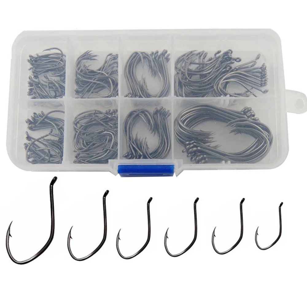 Hyaena 180pcs/Box  Sharpened Sport Circle Hook Cat Fish Catfish Fishing Hooks Black Fishhook High Carbon Steel