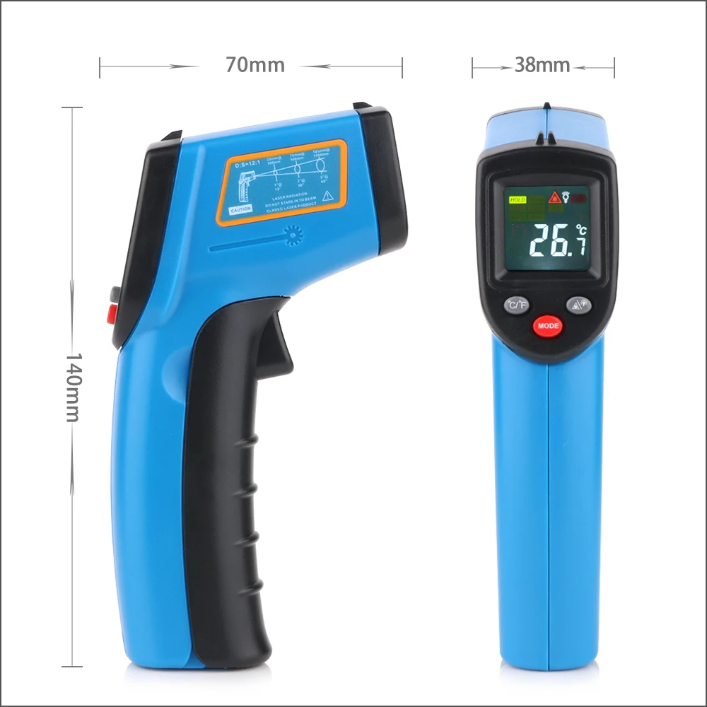 BENETECH – thermomètre infrarouge sans Contact, écran HD couleur, capteur de température-50-400 ℃, Laser numérique portable