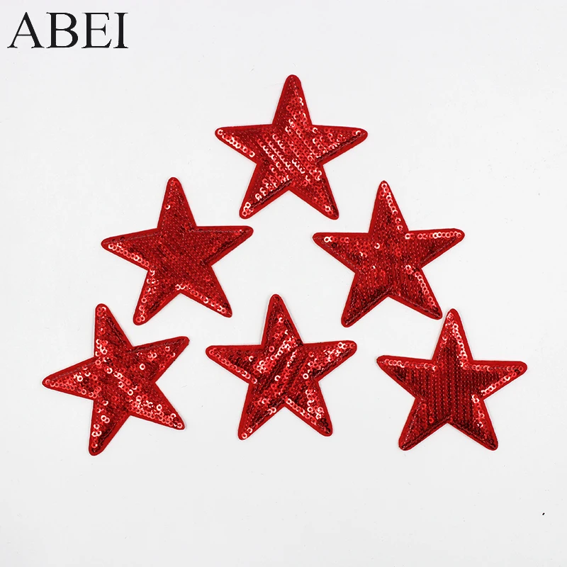 10pcs/lot Iron On Star Appliqued Embroidered Sequined Patches DIY Fabric Clothes Stickers Embellishment Handmade patchwork Badge