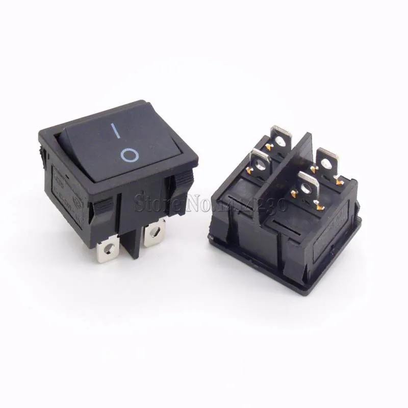 10Pcs KCD5 21X24mm 21*24mm 4 Pin 2 Position 6A/12A 250VAC ON-OFF DPST Black Rocker Switch