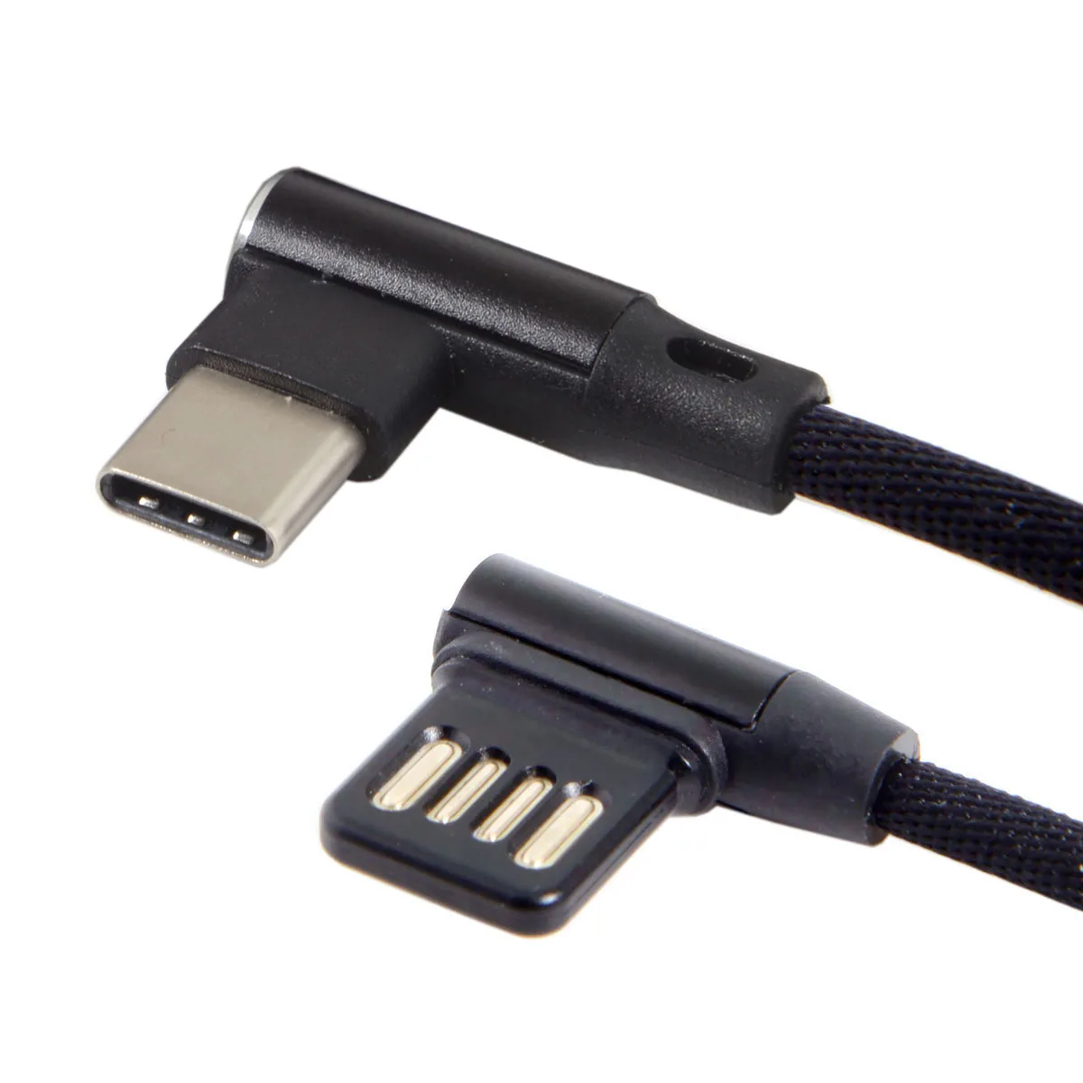 

CY Micro USB 5Pin/USB-C 3.1 Type-C to Left Right Angled 90 Degree USB 2.0 Data Cable with Sleeve for Tablet & Phone 15cm