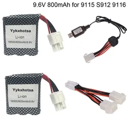 9.6V 800mAh li-ion Battery with Charger 16500 for 9115 S912 9116 high Speed RC Car Battery 9.6V Battery EL6P plug  free shipping