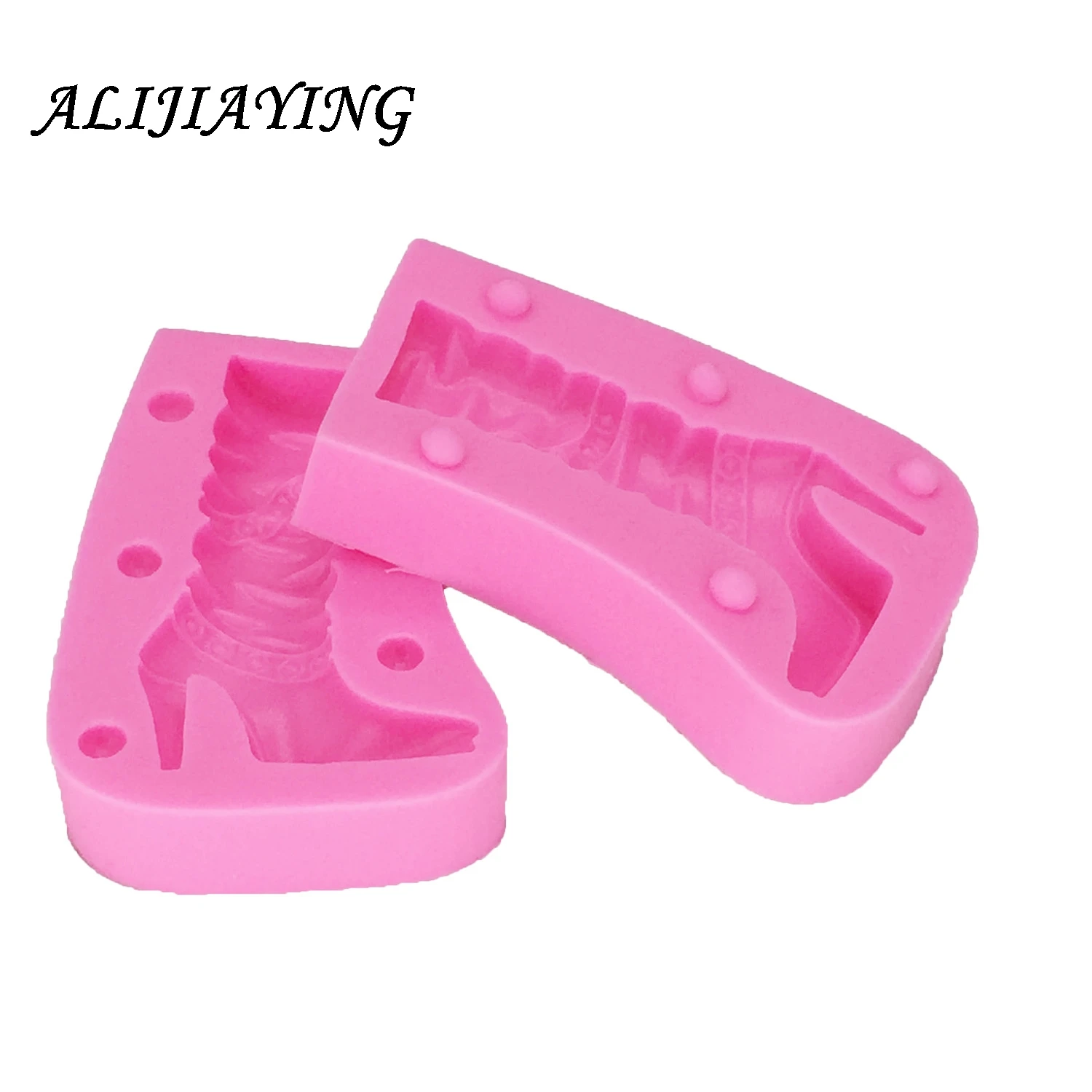 2Pcs/set 3D Lady Boots Shoes Fondant Chocolate Sugarcraft Silicone Molds Cake Decoration Tools Resin Clay Candy Moulds D0297