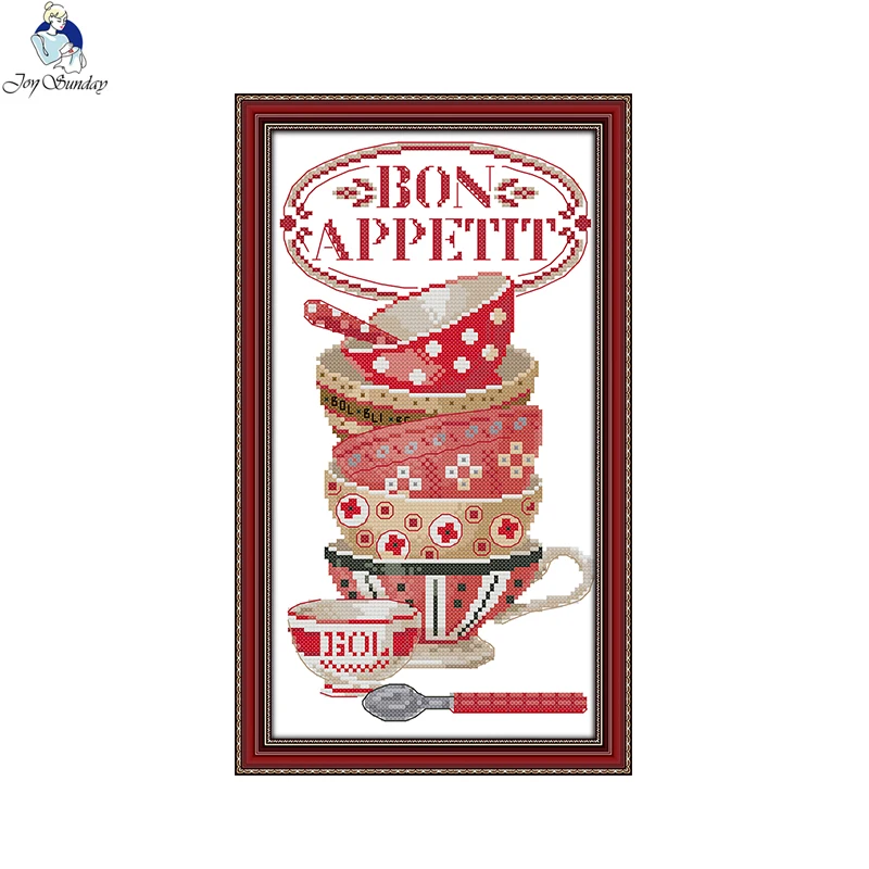 Gioia Domenica tazza di Caffè 2 Contati Punto Croce kit FAI DA TE 14CT and11CT Per Il Ricamo Complementi Arredo Casa Needlework punto Croce