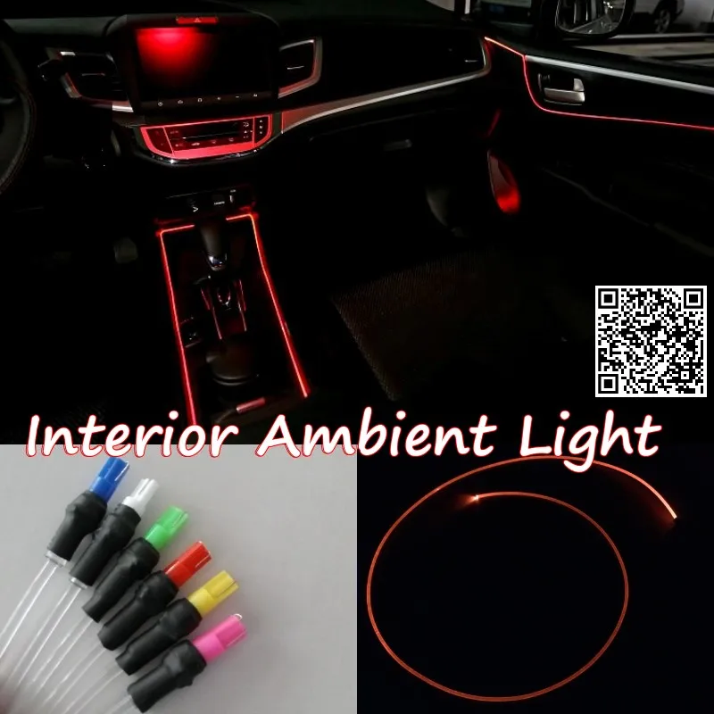 For OPEL Karl 2014~2015 Car Interior Ambient Light Panel illumination For Car Inside Tuning Cool Strip Light Optic Fiber Band